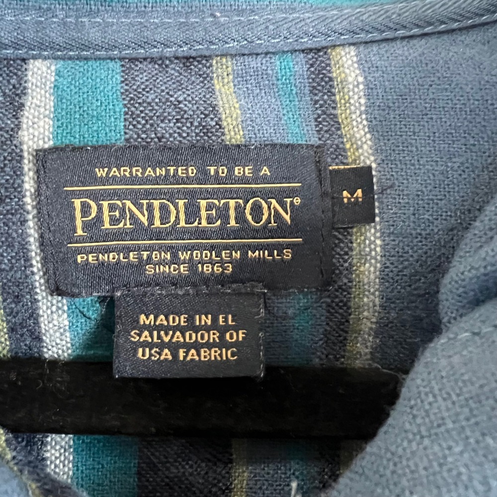 Pendleton Women's 100% Wool Boyfriend Zip‎ Up Hoodie Blue Stripes Size Medium - Picture 3 of 7